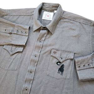 Vintage Mid-West Garment Co Sz 2XL Mens Pearl Snap Long Sleeve Button Up Rodeo